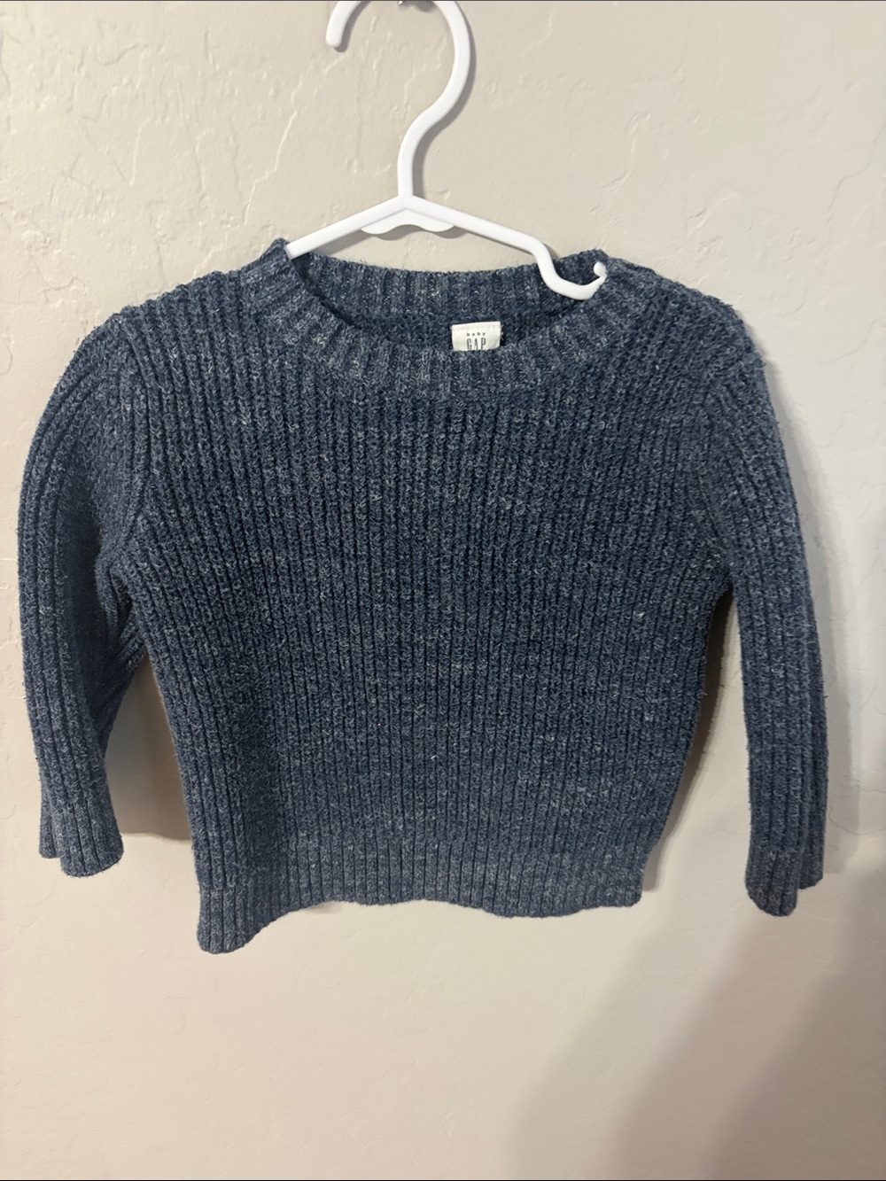 Baby GAP Heathered Navy Ribbed Crewneck Sweater